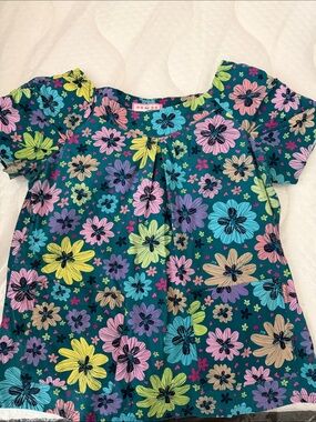 koi Teal Floral Short Sleeve Dress - Multicolor Flower Print